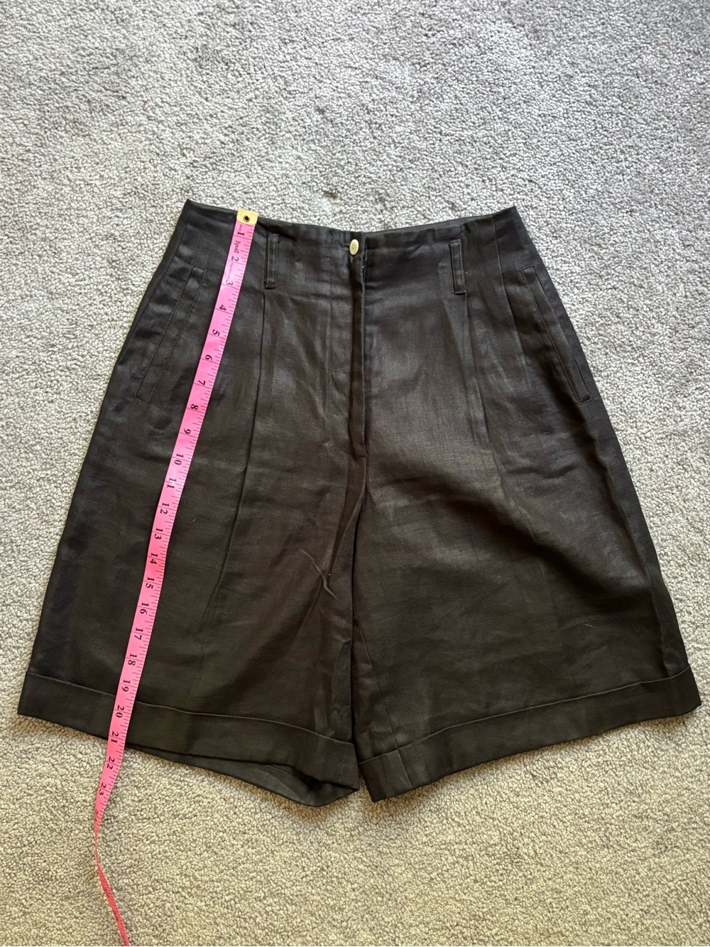 Vintage High-Waisted 100% Linen Shorts - Picture 1 of 12